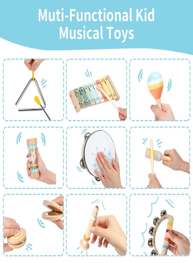 ZJEFUNS Baby Musical Instruments Set Wooden Montessori Toys for Toddlers 1-3 Percussion Instruments Set Modern Boho Music Toys for Kids Preschool Educational. - Image 4